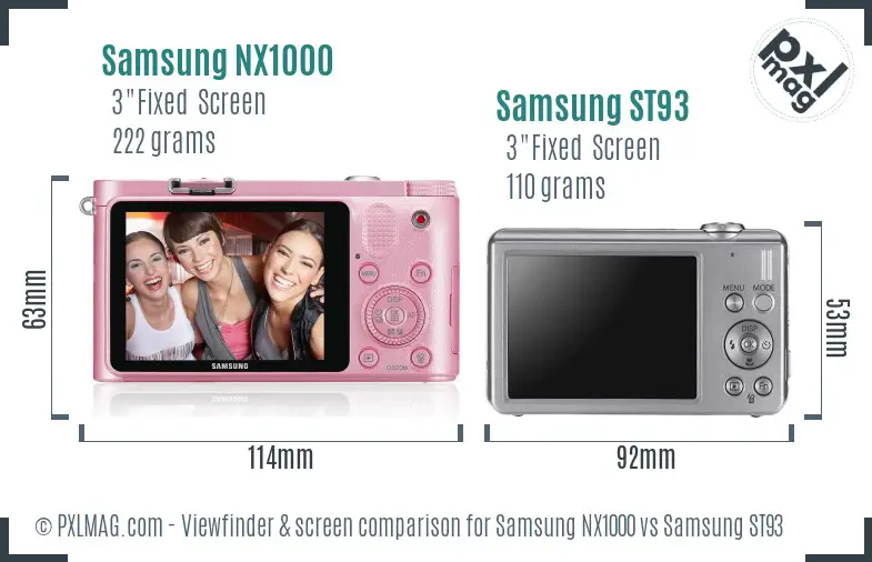 Samsung NX1000 vs Samsung ST93 Screen and Viewfinder comparison