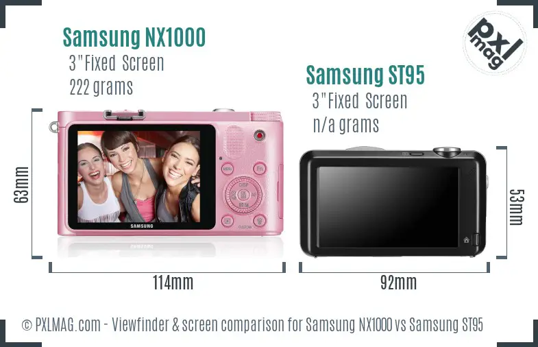 Samsung NX1000 vs Samsung ST95 Screen and Viewfinder comparison