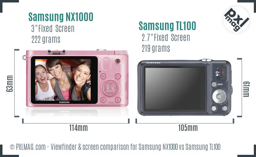 Samsung NX1000 vs Samsung TL100 Screen and Viewfinder comparison