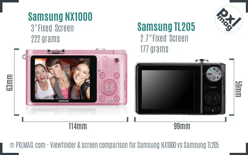 Samsung NX1000 vs Samsung TL205 Screen and Viewfinder comparison