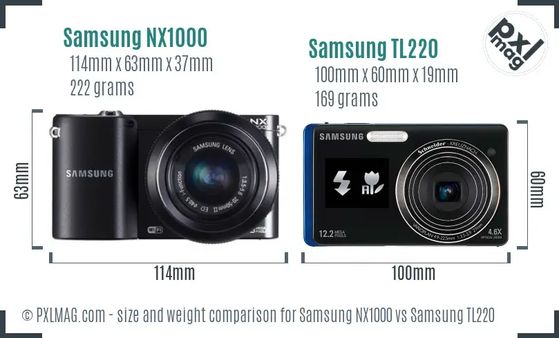 Samsung NX1000 vs Samsung TL220 size comparison