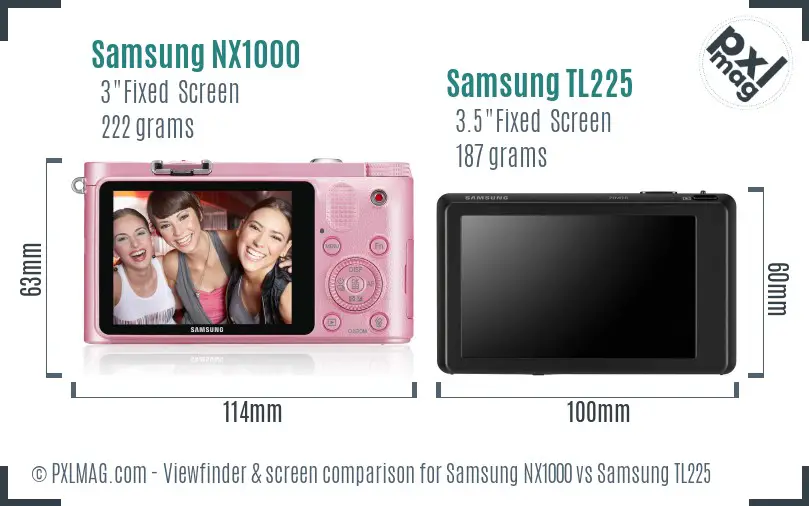 Samsung NX1000 vs Samsung TL225 Screen and Viewfinder comparison