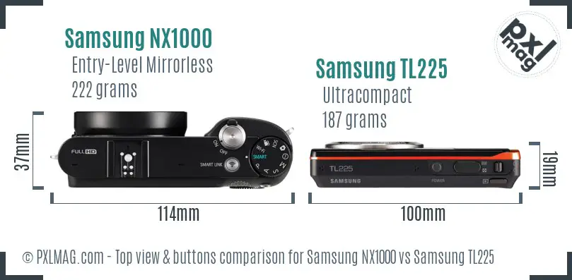 Samsung NX1000 vs Samsung TL225 top view buttons comparison