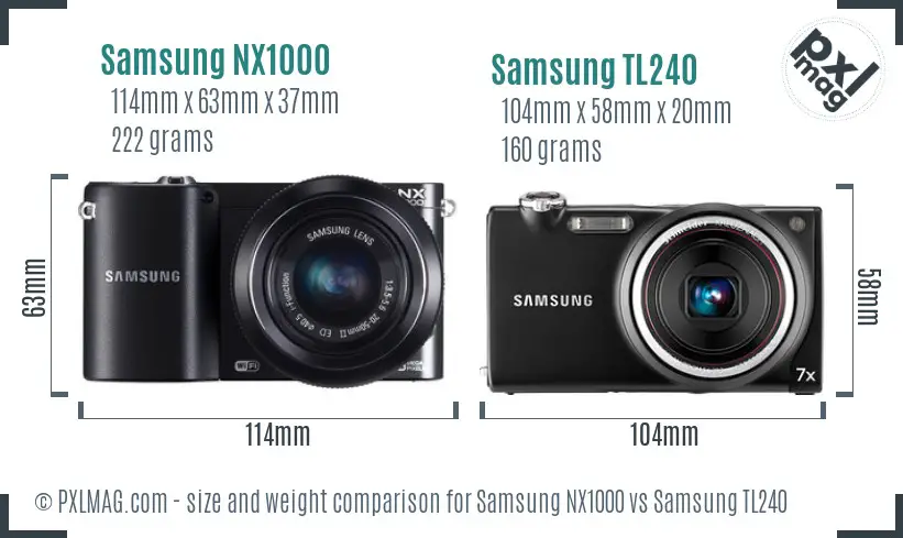 Samsung NX1000 vs Samsung TL240 size comparison