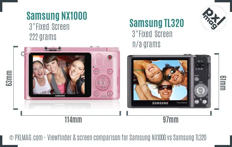 Samsung NX1000 vs Samsung TL320 Screen and Viewfinder comparison
