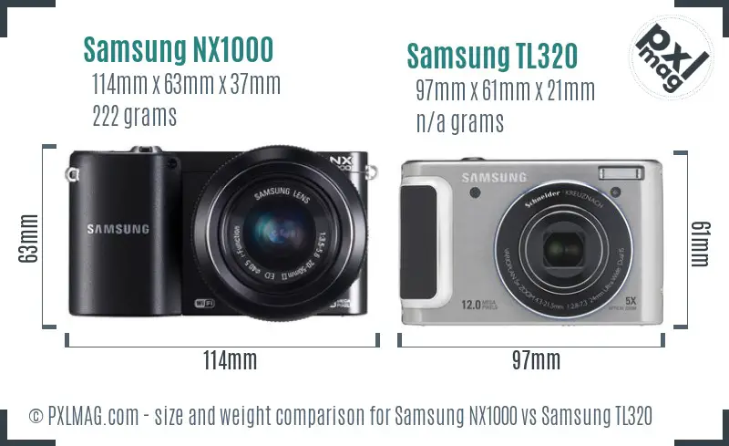 Samsung NX1000 vs Samsung TL320 size comparison