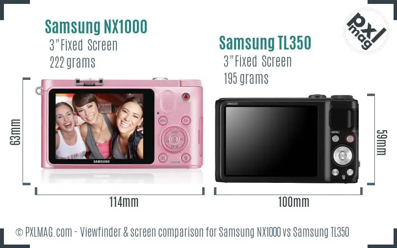 Samsung NX1000 vs Samsung TL350 Screen and Viewfinder comparison