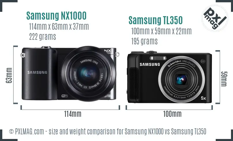 Samsung NX1000 vs Samsung TL350 size comparison