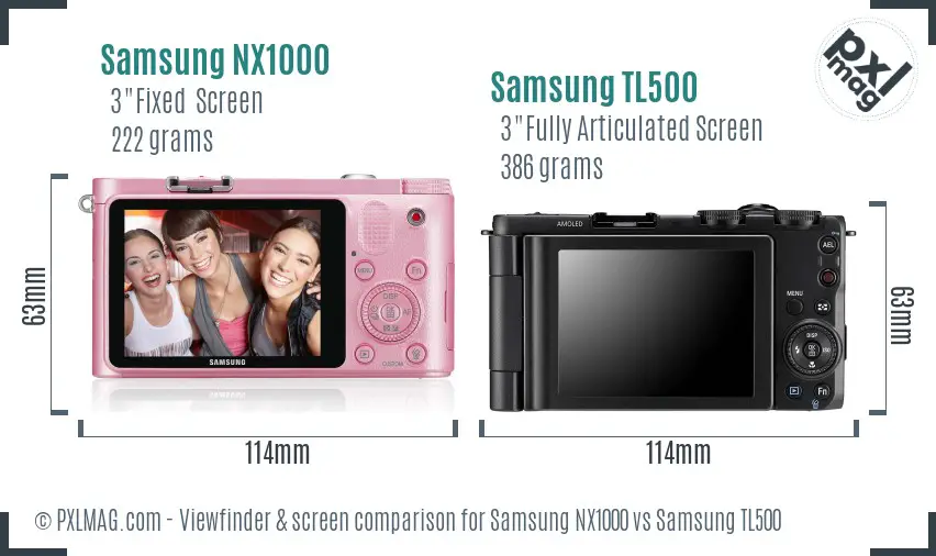 Samsung NX1000 vs Samsung TL500 Screen and Viewfinder comparison