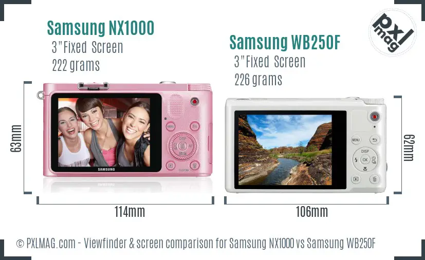 Samsung NX1000 vs Samsung WB250F Screen and Viewfinder comparison