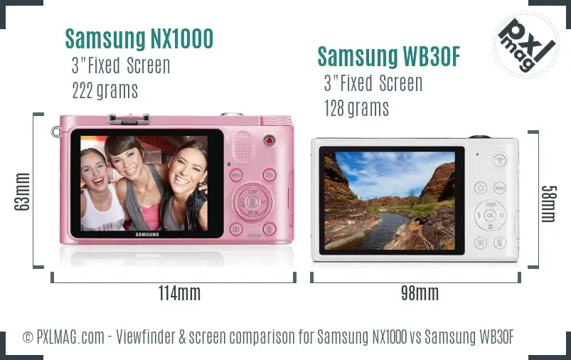 Samsung NX1000 vs Samsung WB30F Screen and Viewfinder comparison Samsung NX1000 vs Samsung WB30F Screen and Viewfinder comparison