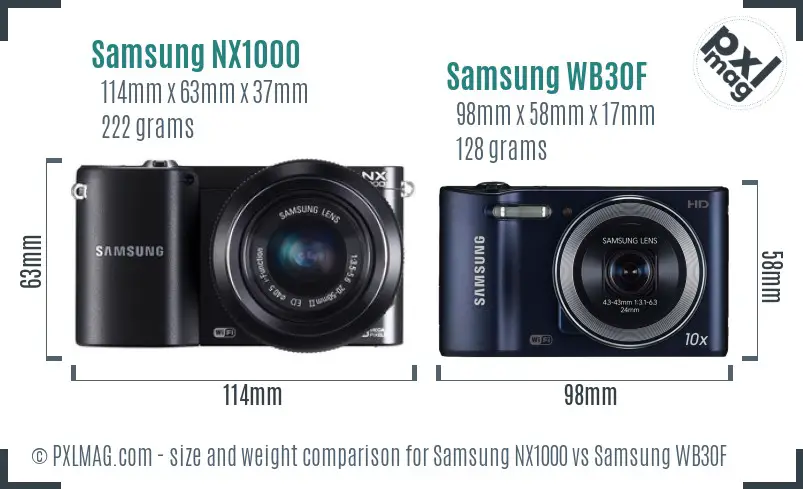 Samsung NX1000 vs Samsung WB30F size comparison Samsung NX1000 vs Samsung WB30F size comparison