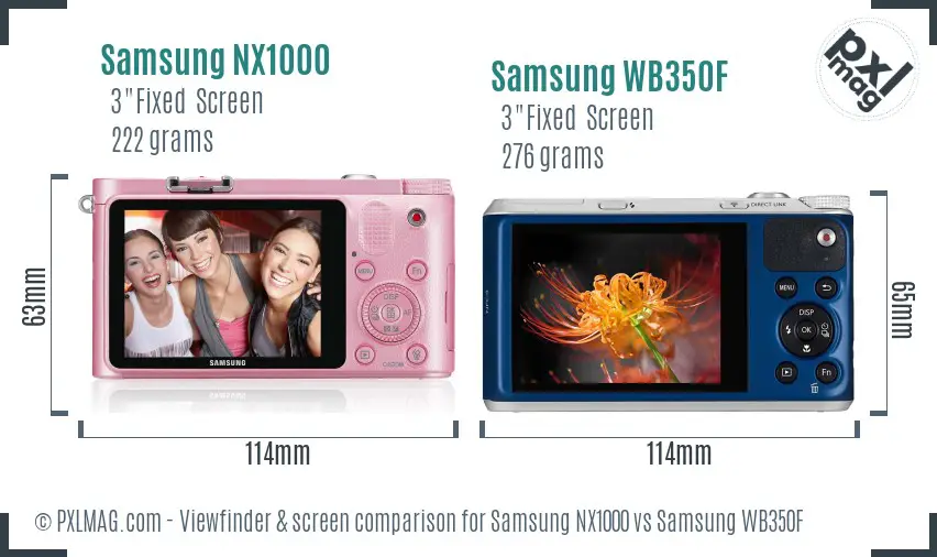 Samsung NX1000 vs Samsung WB350F Screen and Viewfinder comparison