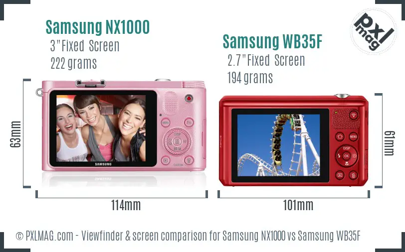 Samsung NX1000 vs Samsung WB35F Screen and Viewfinder comparison