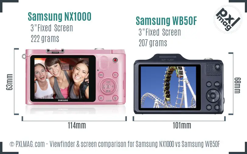 Samsung NX1000 vs Samsung WB50F Screen and Viewfinder comparison