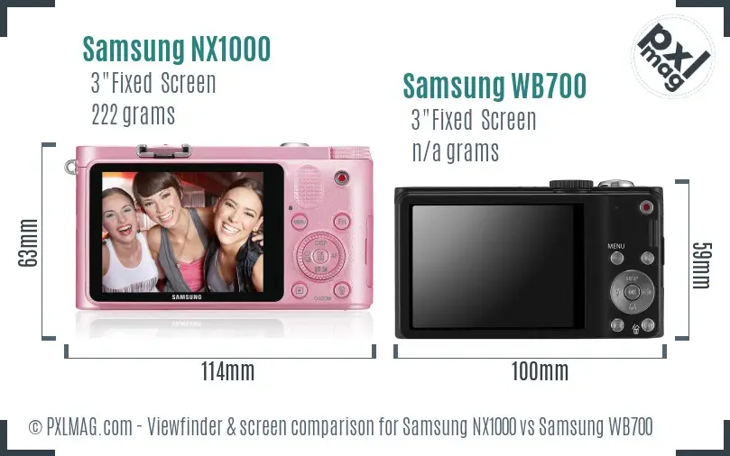 Samsung NX1000 vs Samsung WB700 Screen and Viewfinder comparison
