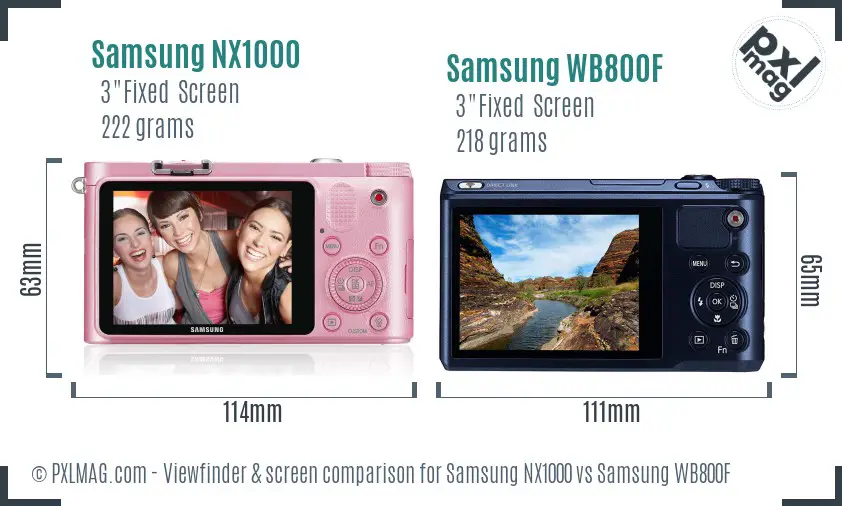 Samsung NX1000 vs Samsung WB800F Screen and Viewfinder comparison