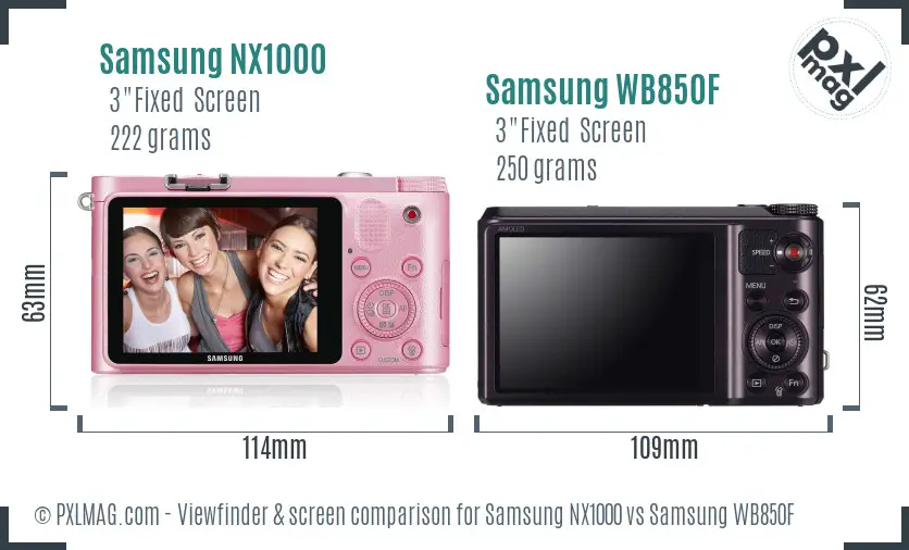 Samsung NX1000 vs Samsung WB850F Screen and Viewfinder comparison