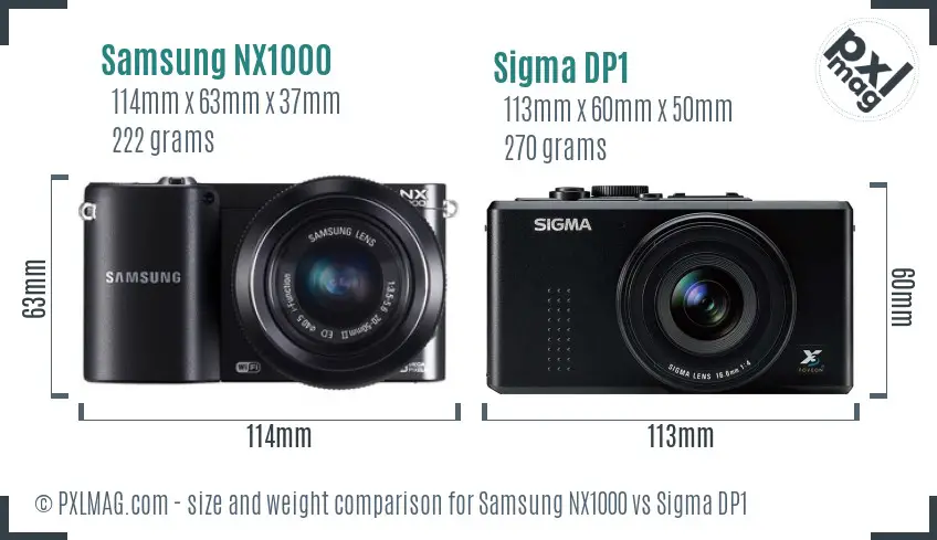 Samsung NX1000 vs Sigma DP1 size comparison
