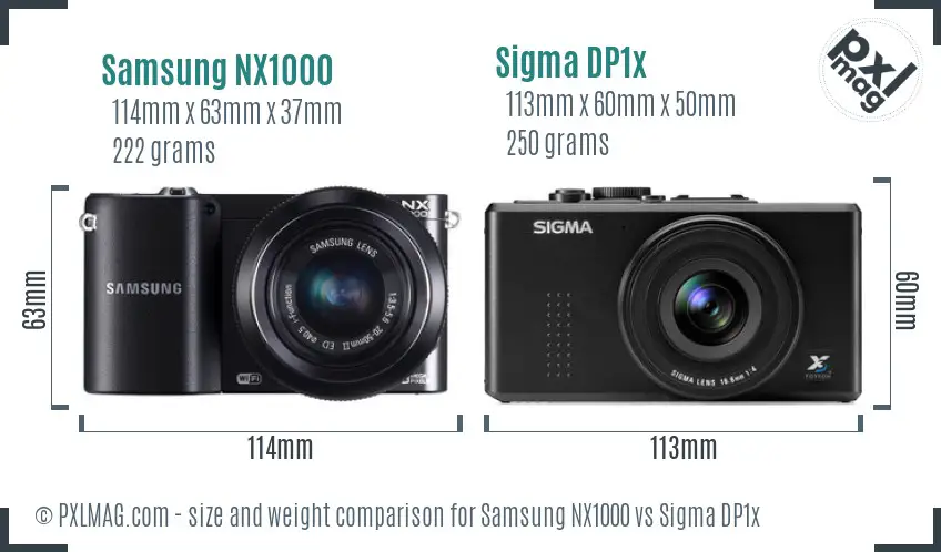 Samsung NX1000 vs Sigma DP1x size comparison