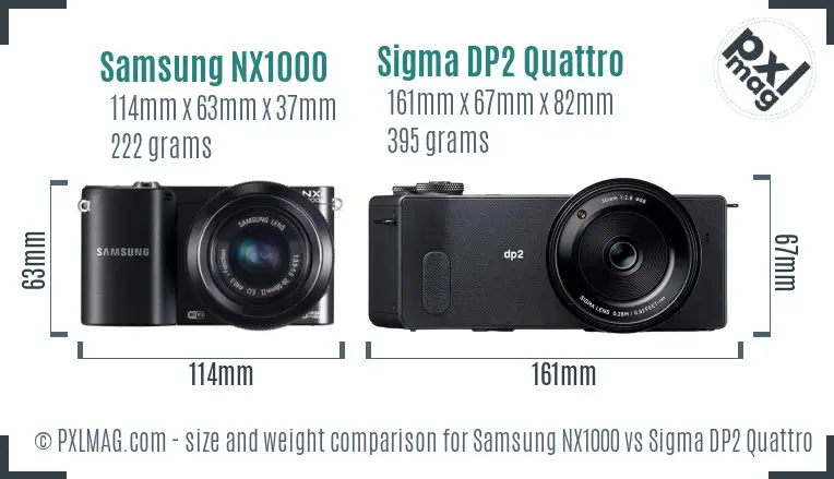 Samsung NX1000 vs Sigma DP2 Quattro size comparison