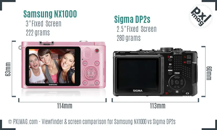 Samsung NX1000 vs Sigma DP2s Screen and Viewfinder comparison