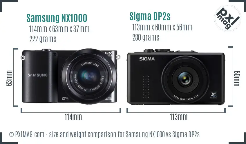 Samsung NX1000 vs Sigma DP2s size comparison