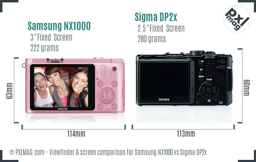 Samsung NX1000 vs Sigma DP2x Screen and Viewfinder comparison