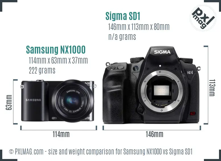 Samsung NX1000 vs Sigma SD1 size comparison