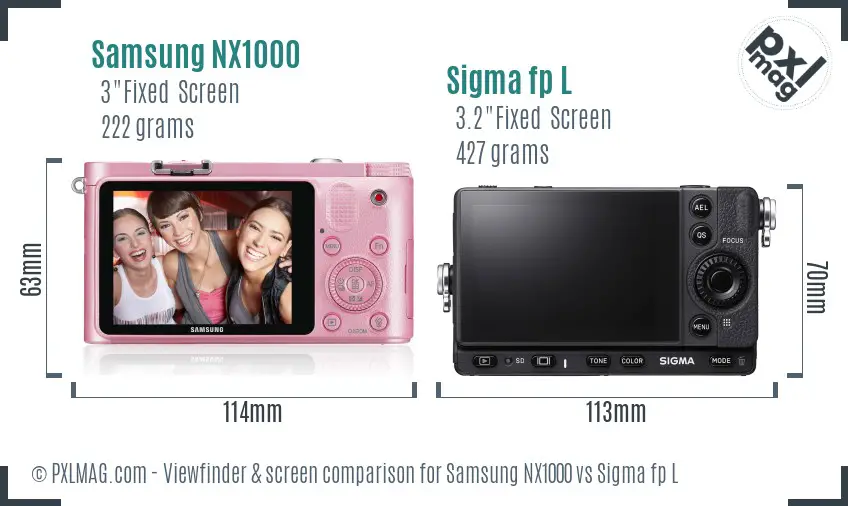 Samsung NX1000 vs Sigma fp L Screen and Viewfinder comparison