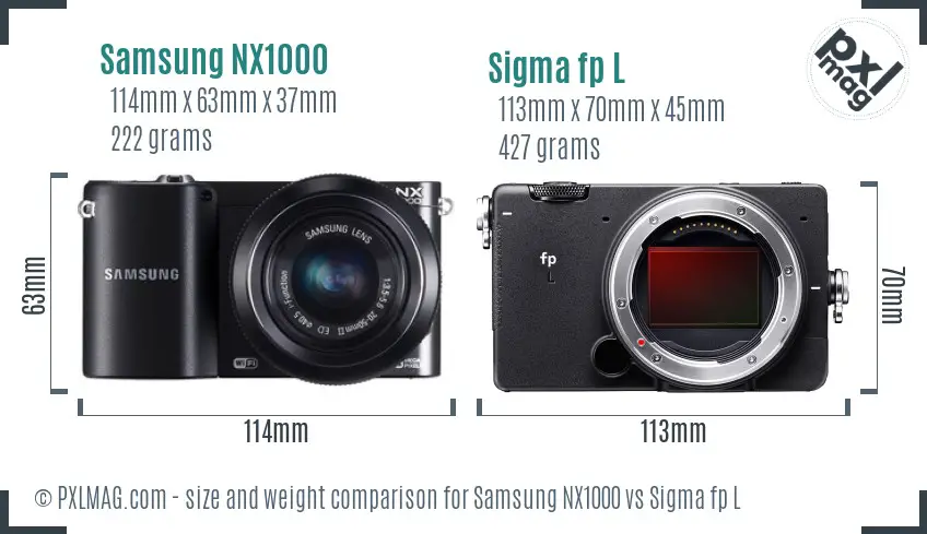 Samsung NX1000 vs Sigma fp L size comparison