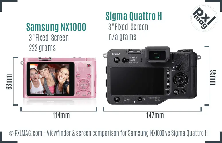 Samsung NX1000 vs Sigma Quattro H Screen and Viewfinder comparison