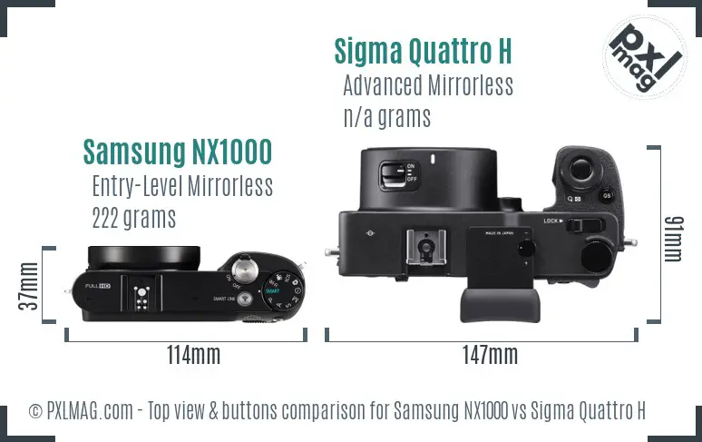 Samsung NX1000 vs Sigma Quattro H top view buttons comparison