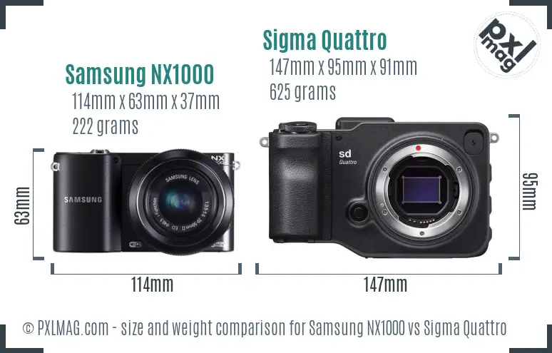 Samsung NX1000 vs Sigma Quattro size comparison