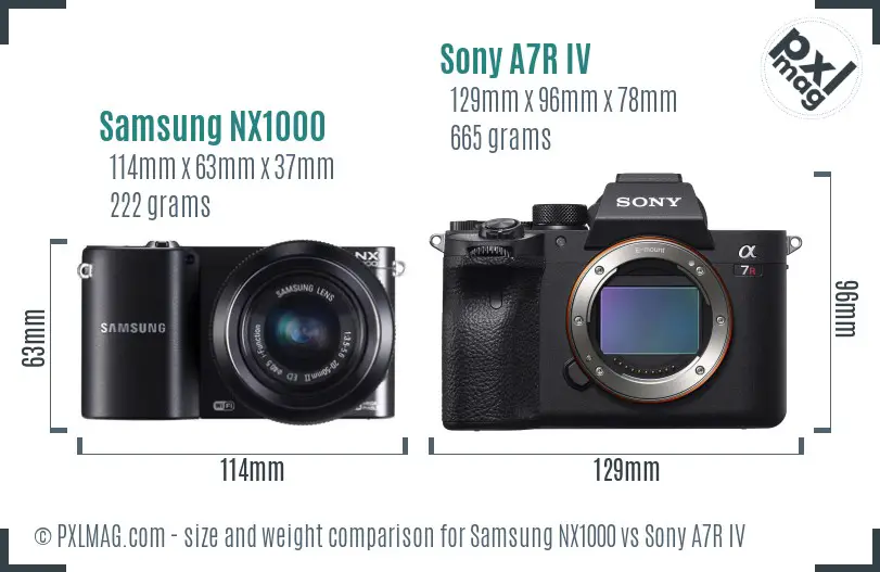 Samsung NX1000 vs Sony A7R IV size comparison