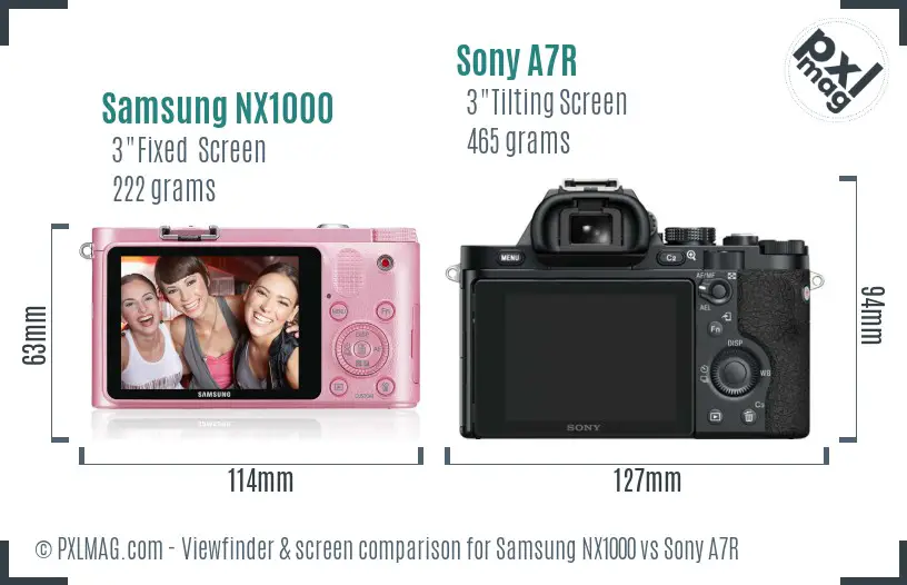 Samsung NX1000 vs Sony A7R Screen and Viewfinder comparison