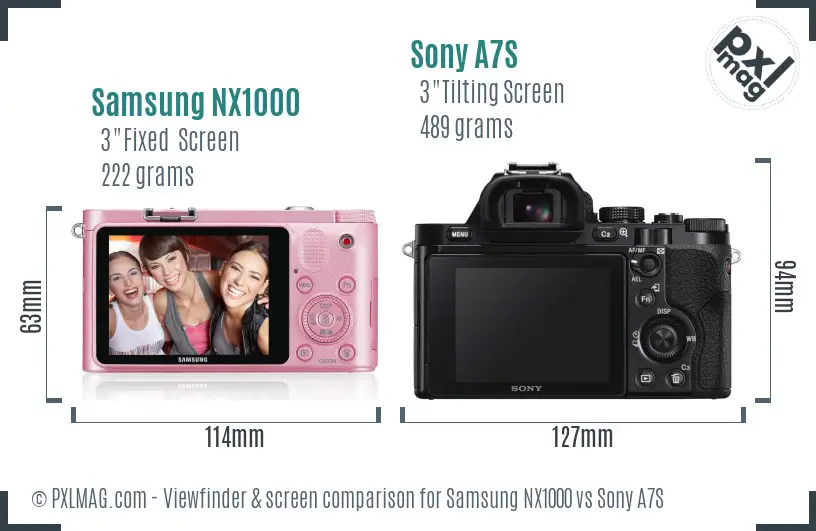 Samsung NX1000 vs Sony A7S Screen and Viewfinder comparison