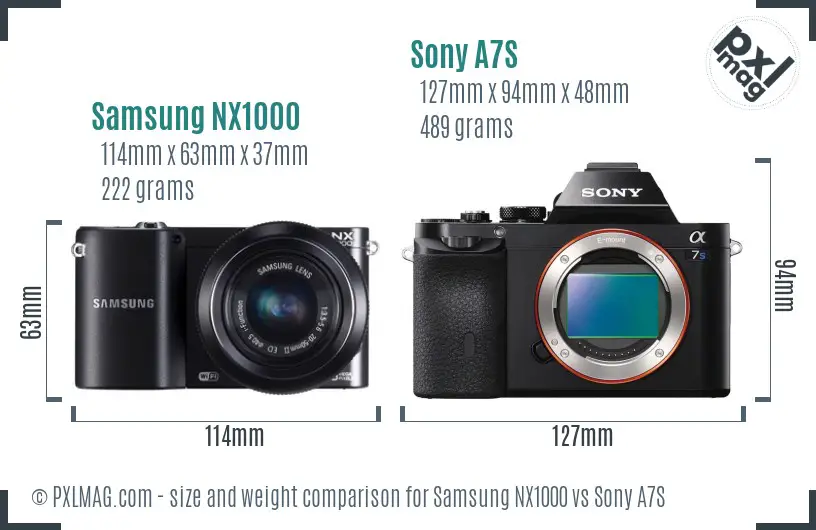 Samsung NX1000 vs Sony A7S size comparison