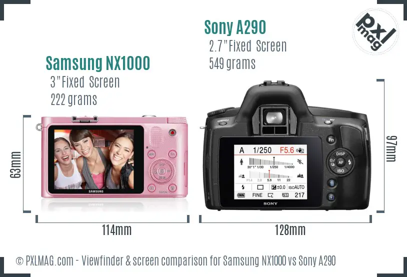 Samsung NX1000 vs Sony A290 Screen and Viewfinder comparison