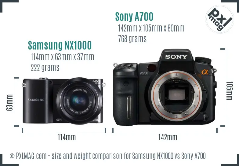 Samsung NX1000 vs Sony A700 size comparison