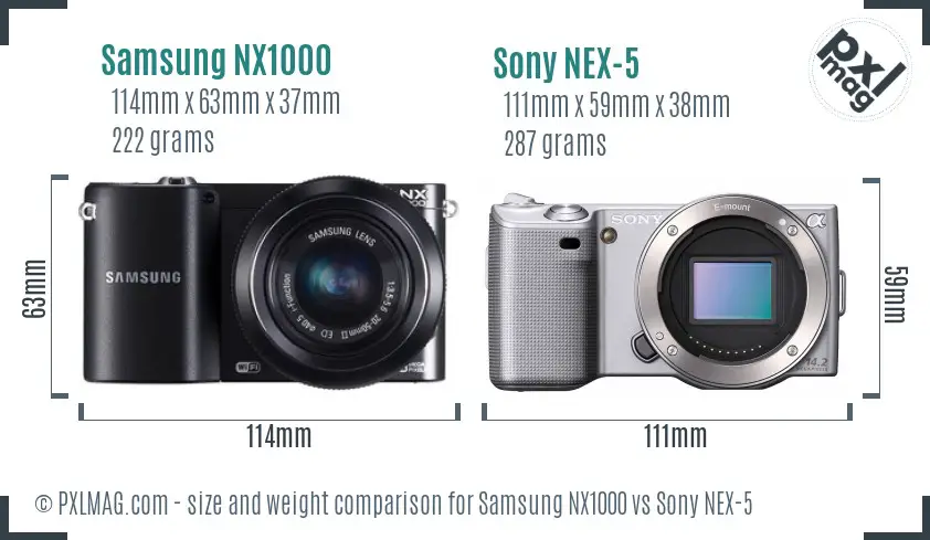 Samsung NX1000 vs Sony NEX-5 size comparison