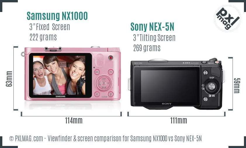 Samsung NX1000 vs Sony NEX-5N Screen and Viewfinder comparison