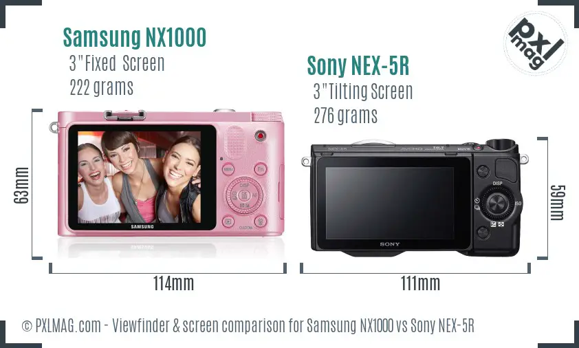 Samsung NX1000 vs Sony NEX-5R Screen and Viewfinder comparison