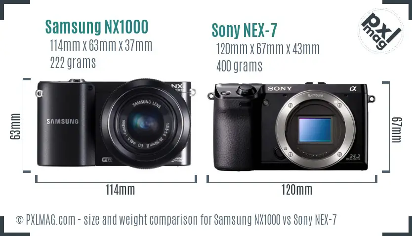 Samsung NX1000 vs Sony NEX-7 size comparison