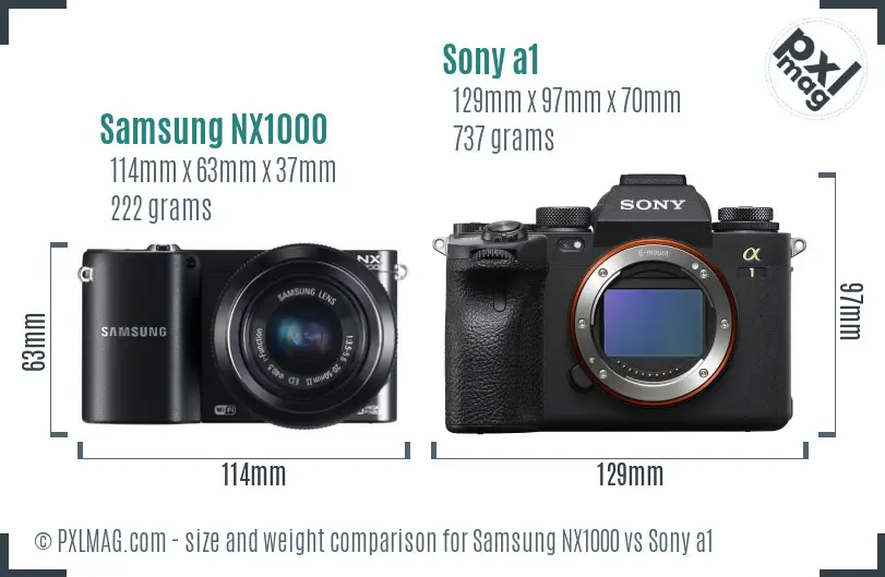 Samsung NX1000 vs Sony a1 size comparison