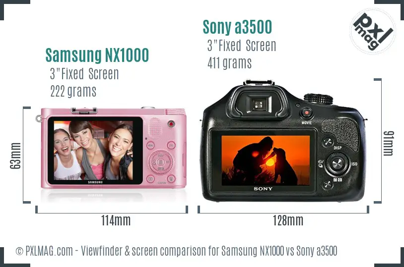 Samsung NX1000 vs Sony a3500 Screen and Viewfinder comparison