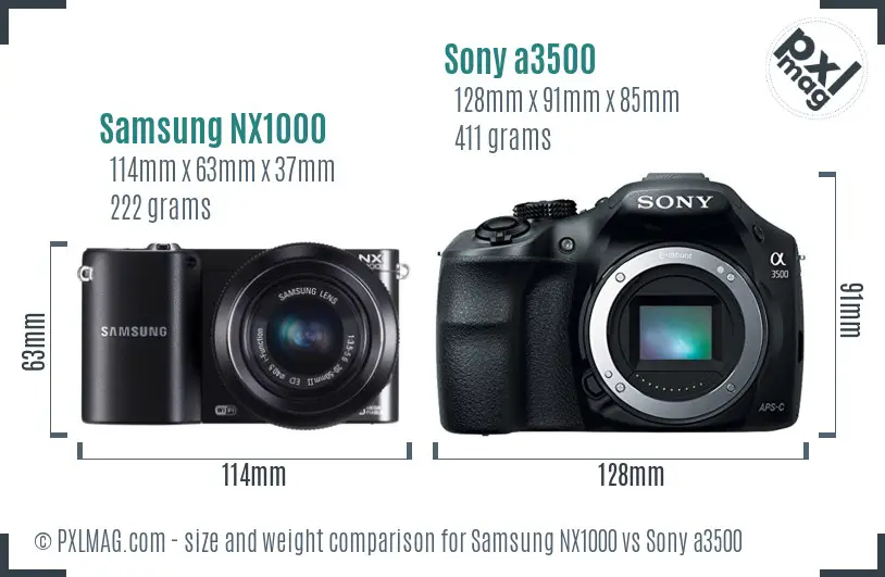 Samsung NX1000 vs Sony a3500 size comparison