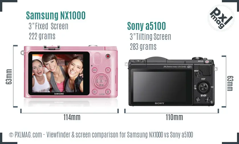 Samsung NX1000 vs Sony a5100 Screen and Viewfinder comparison