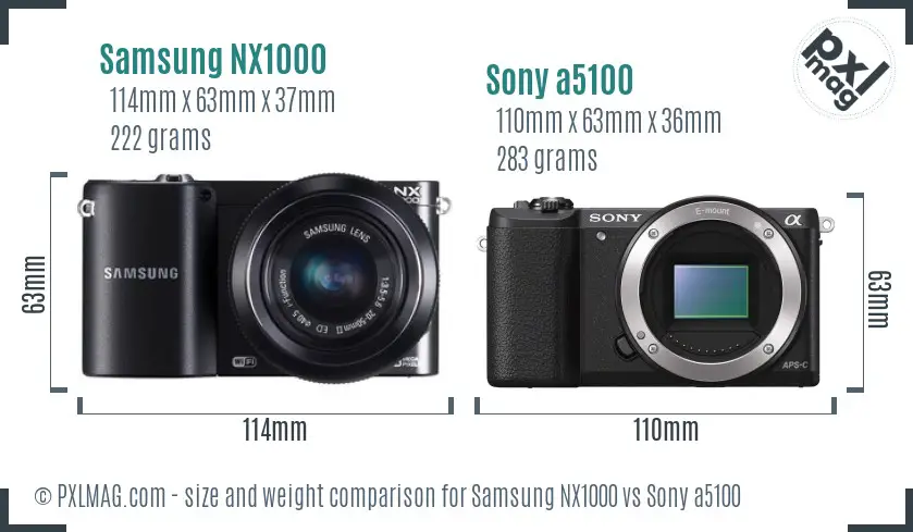 Samsung NX1000 vs Sony a5100 size comparison