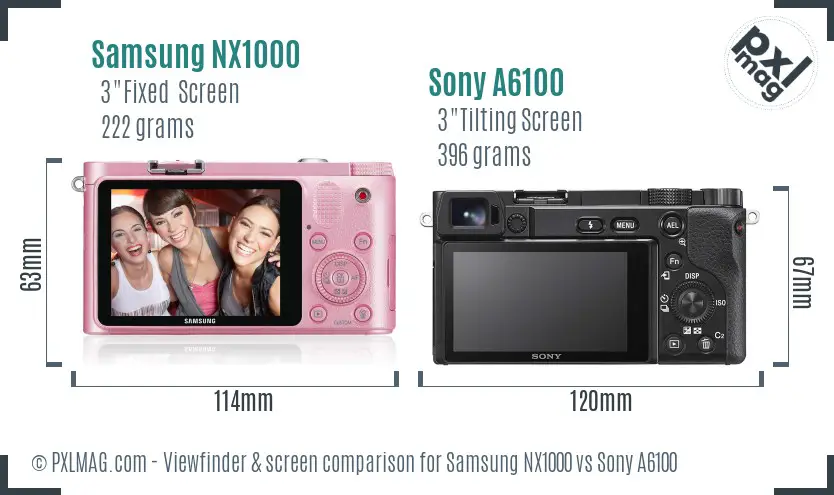 Samsung NX1000 vs Sony A6100 Screen and Viewfinder comparison